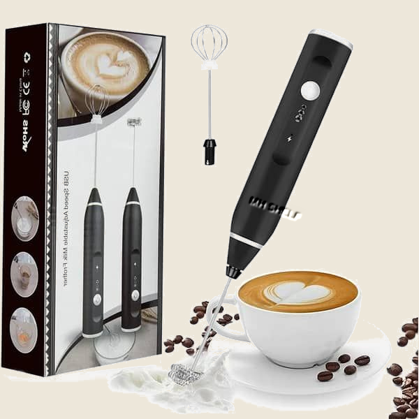 Rechargeable 2-in-1 Coffee Frother & Egg Beater – 3-Speed Electric Mixer