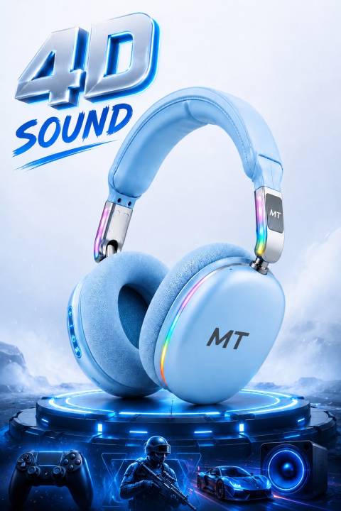 MT Wireless Bluetooth 5.0 Over-Ear Headphones with Mic – HiFi Deep Bass, Foldable